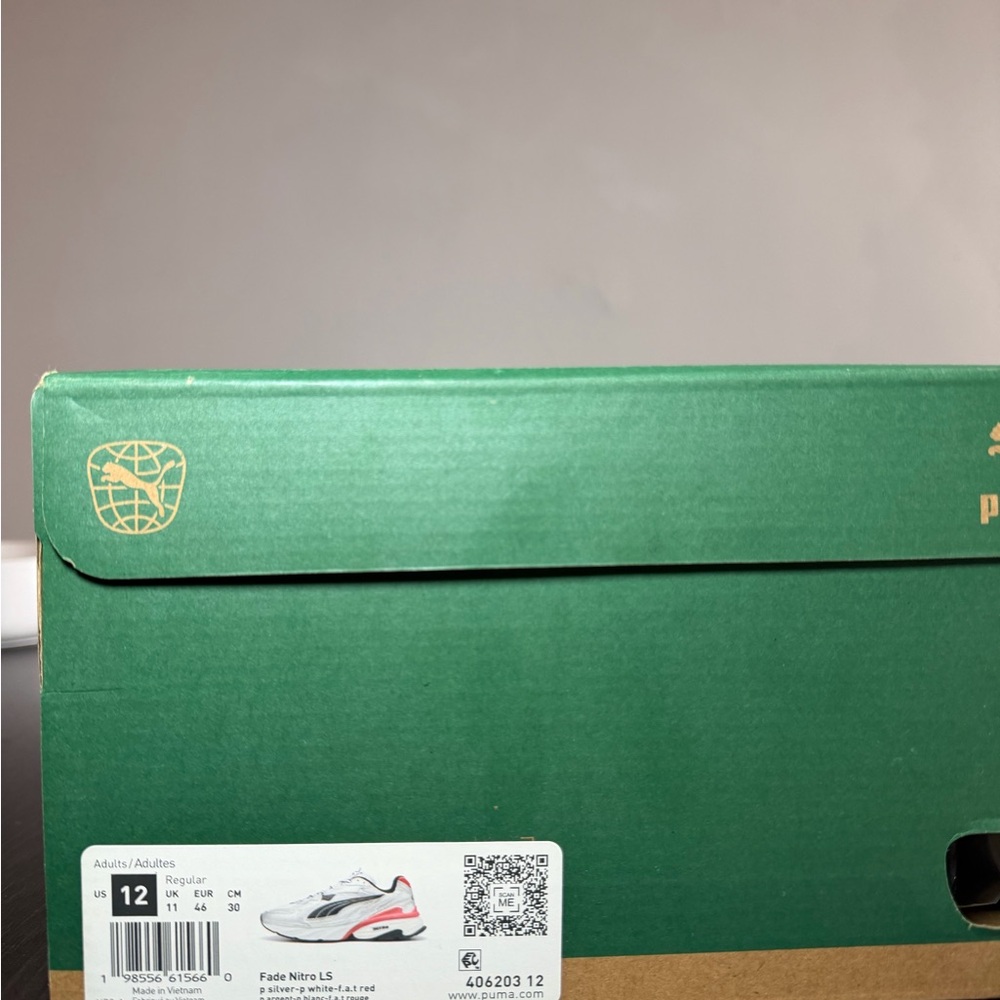 Puma White and Black Athletic Shoes with Red Highlights - Picture 3 of 5